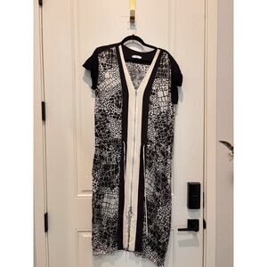 Vince Graphic Croc Print Colorblocked Silk Dress Black-Off White Size 12 $465